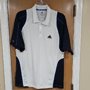 Adidas Men's White and Navy Polo Shirt